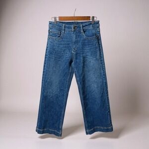 Driftwood Martha Wide Leg Cropped Jeans Blue Wash Women's Size 28‎